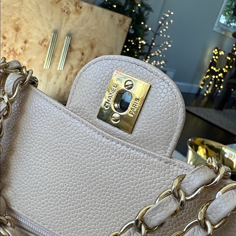 Chanel Beige Claire Medium Classic Flap GDHW Quilted Shoulder Bag - Picture 9 of 11